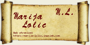 Marija Lolić vizit kartica